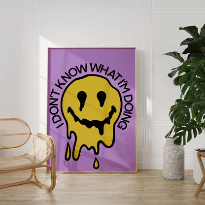 I don’t know what I’m doing melting smile retro print