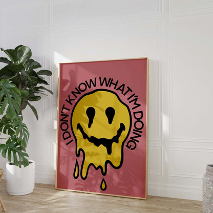 I don’t know what I’m doing melting smile retro print