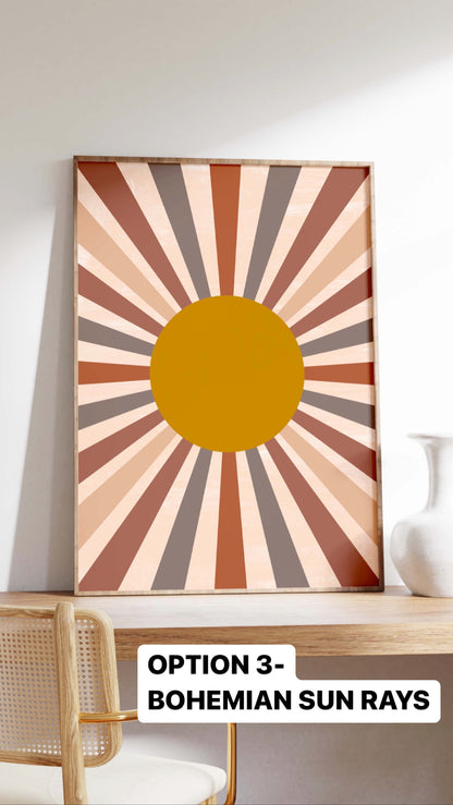 Boho sun rays art print