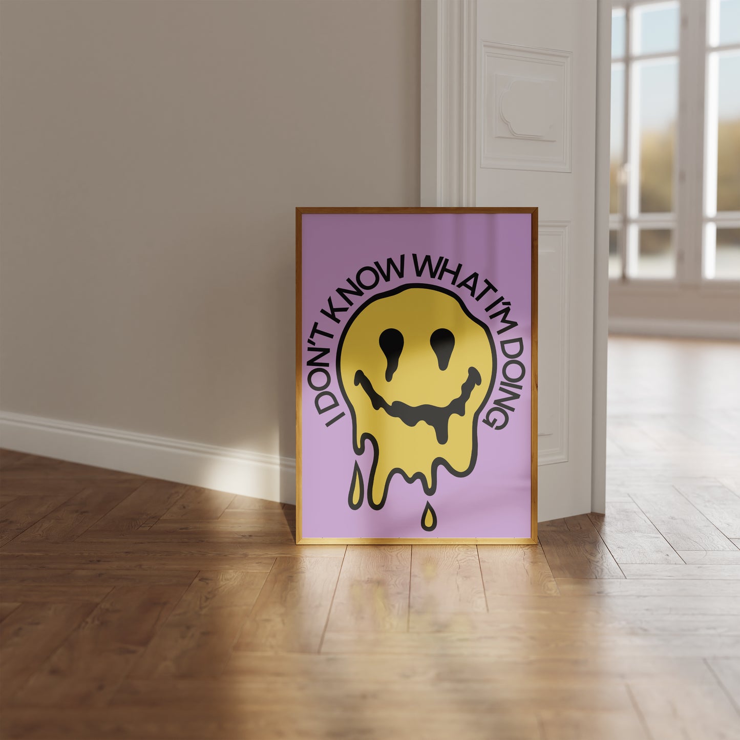 I don’t know what I’m doing melting smile retro print