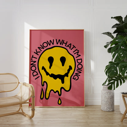 I don’t know what I’m doing melting smile retro print