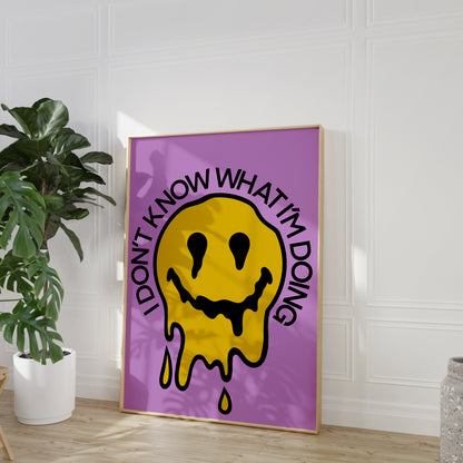 I don’t know what I’m doing melting smile retro print