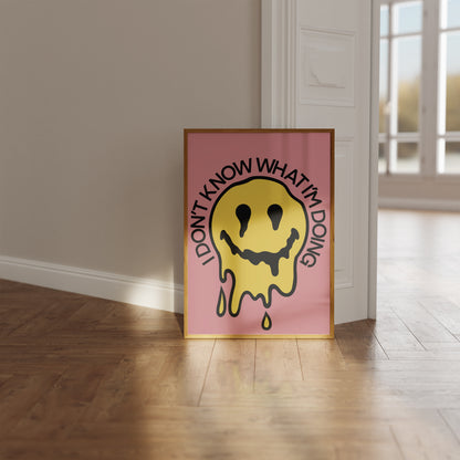 I don’t know what I’m doing melting smile retro print